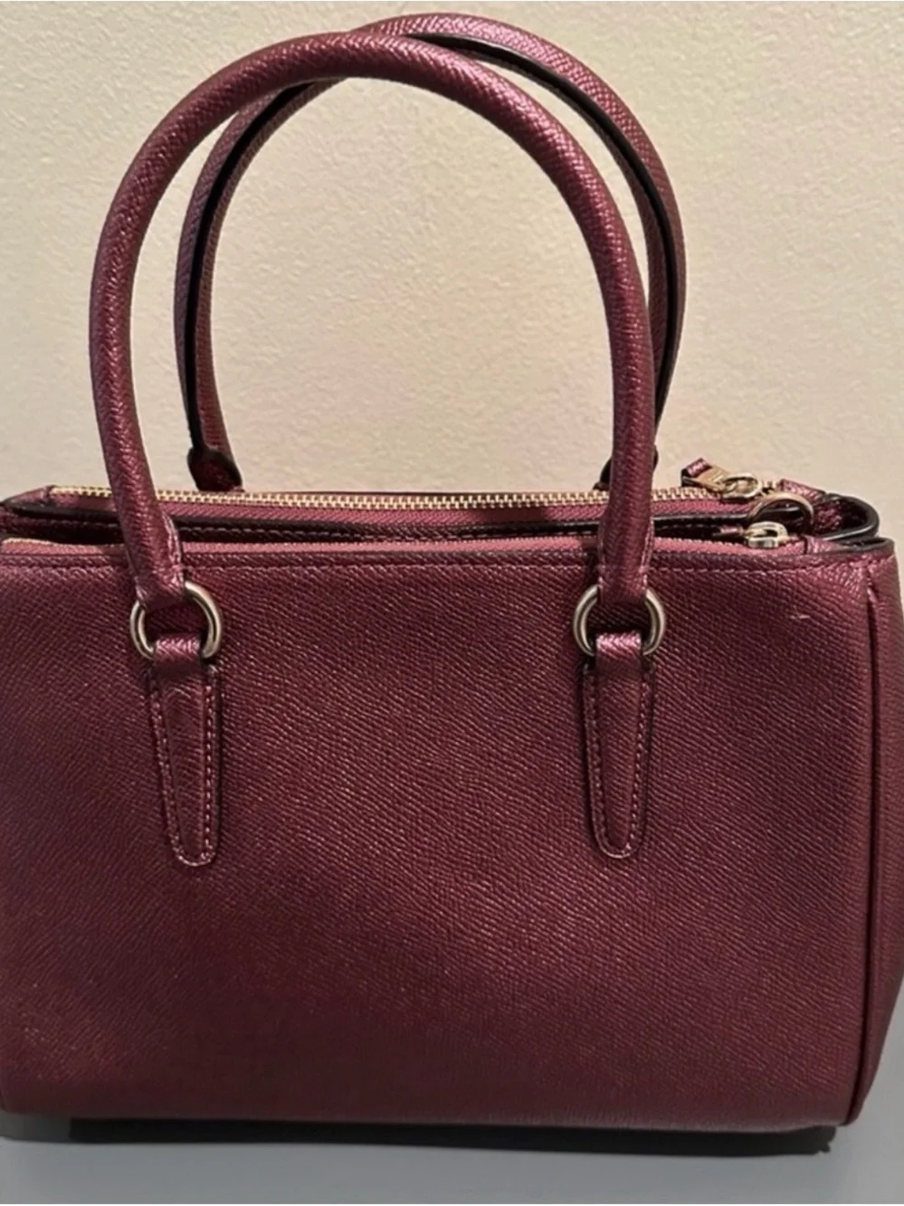 Coach Mini Surrey Satchel & Matching Wallet - Metallic Wine - F67242